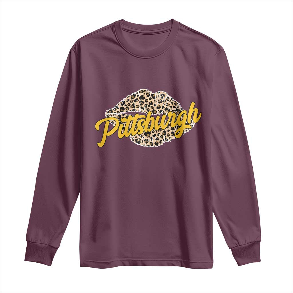 Pittsburgh Leopard Lips Long Sleeve Shirt Steel City Pride Woman Girl - Wonder Print Shop