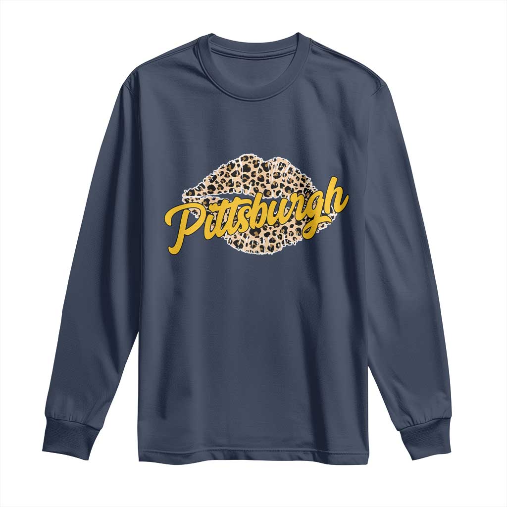Pittsburgh Leopard Lips Long Sleeve Shirt Steel City Pride Woman Girl - Wonder Print Shop