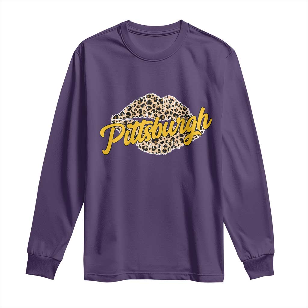 Pittsburgh Leopard Lips Long Sleeve Shirt Steel City Pride Woman Girl - Wonder Print Shop