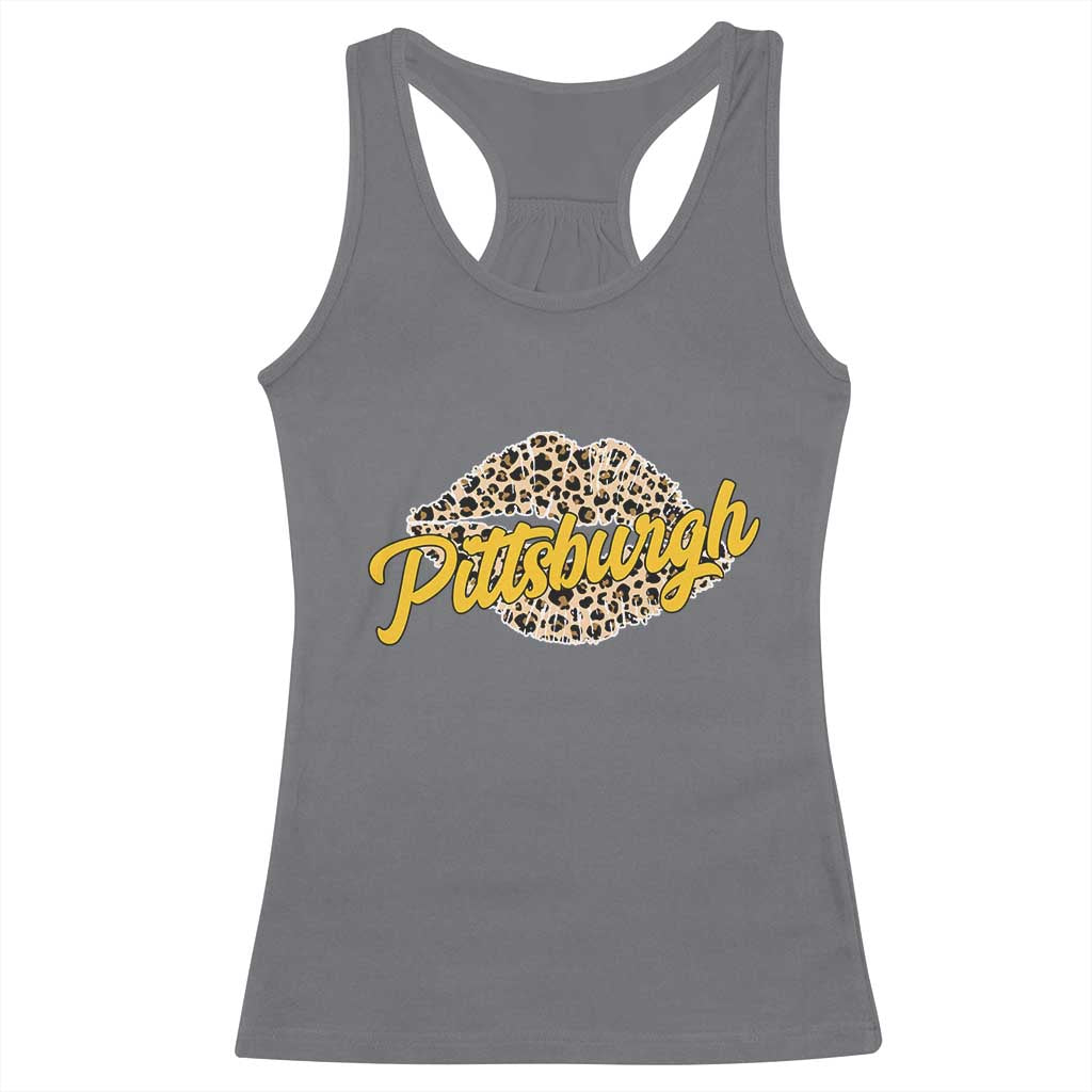 Pittsburgh Leopard Lips Racerback Tank Top Steel City Pride Woman Girl - Wonder Print Shop