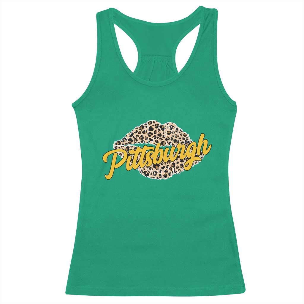Pittsburgh Leopard Lips Racerback Tank Top Steel City Pride Woman Girl - Wonder Print Shop