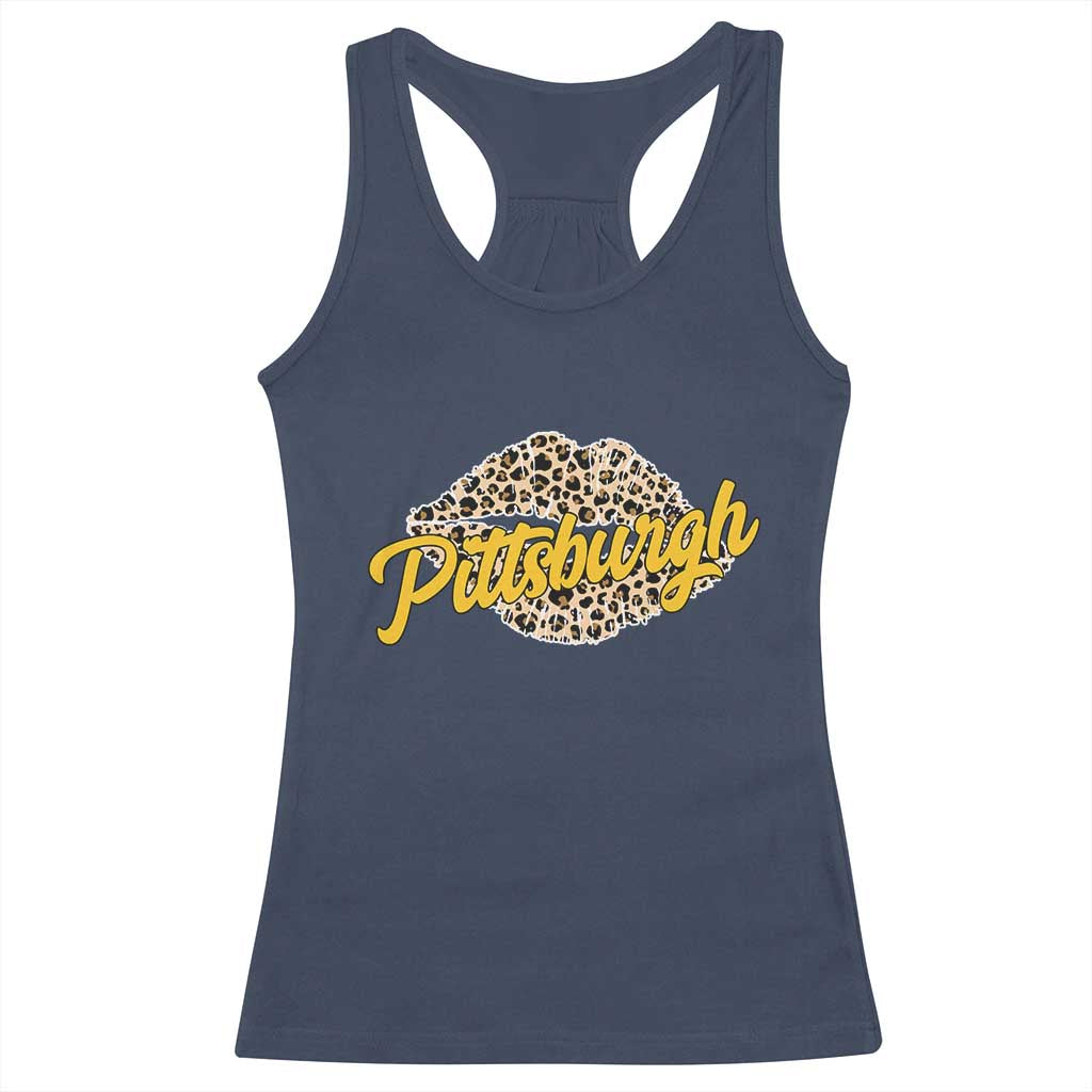 Pittsburgh Leopard Lips Racerback Tank Top Steel City Pride Woman Girl - Wonder Print Shop