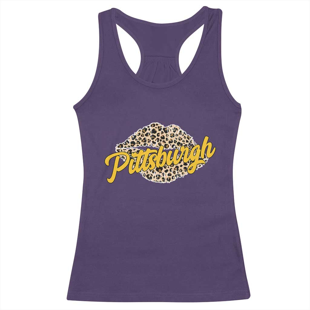 Pittsburgh Leopard Lips Racerback Tank Top Steel City Pride Woman Girl - Wonder Print Shop