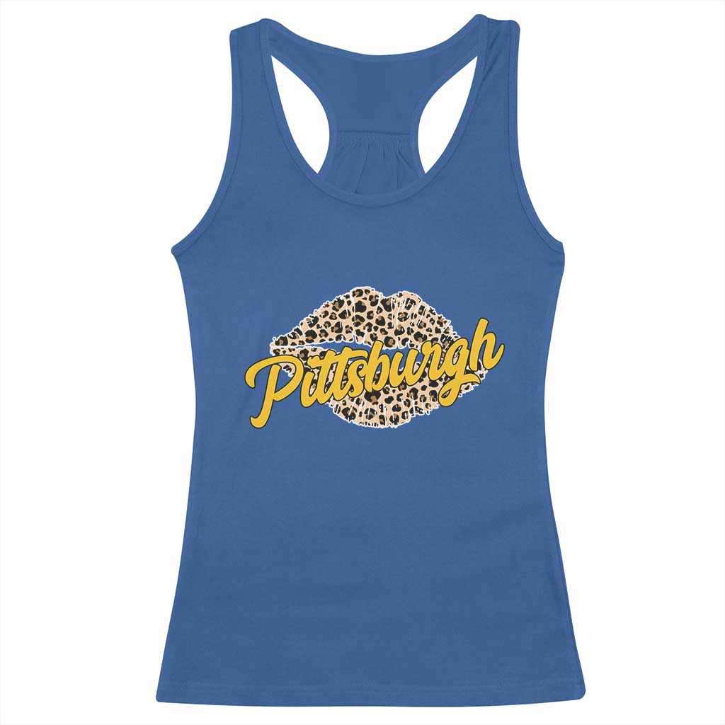 Pittsburgh Leopard Lips Racerback Tank Top Steel City Pride Woman Girl - Wonder Print Shop