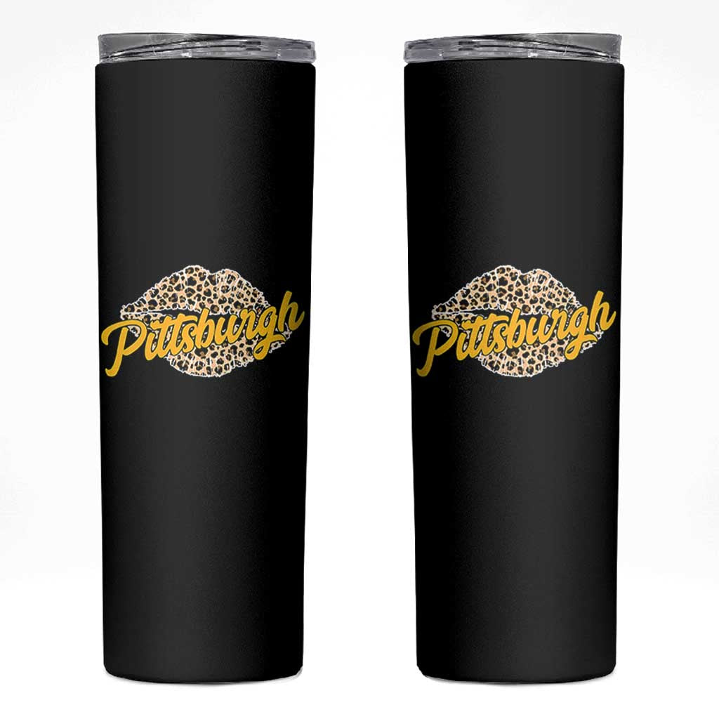 Pittsburgh Leopard Lips Skinny Tumbler Steel City Pride Woman Girl - Wonder Print Shop