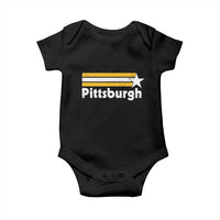 Retro Pittsburgh Baby Onesie Vintage Pennsylvania Stripes 70s 80s 90s - Wonder Print Shop
