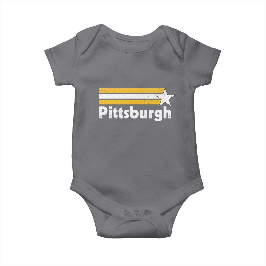 Retro Pittsburgh Baby Onesie Vintage Pennsylvania Stripes 70s 80s 90s - Wonder Print Shop
