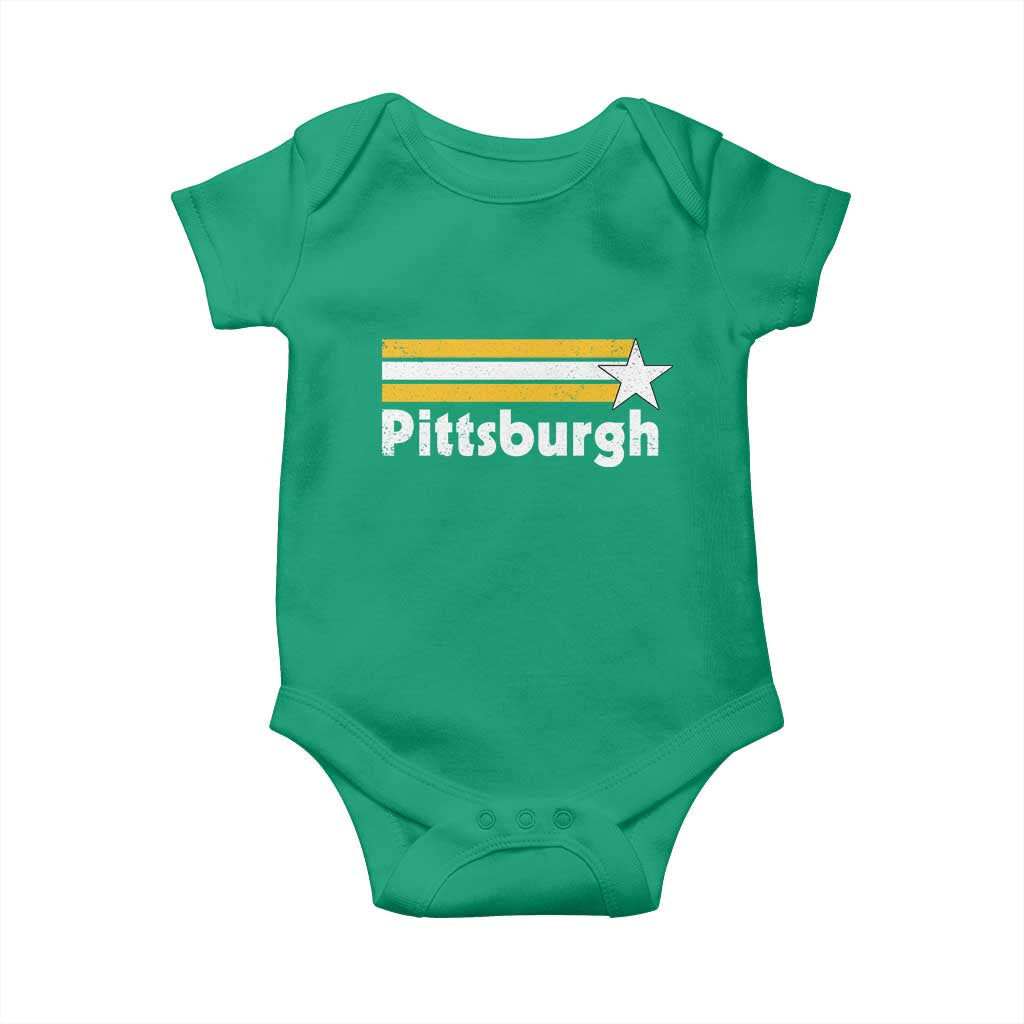 Retro Pittsburgh Baby Onesie Vintage Pennsylvania Stripes 70s 80s 90s - Wonder Print Shop