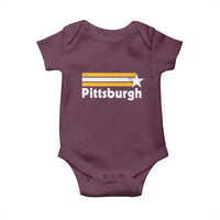 Retro Pittsburgh Baby Onesie Vintage Pennsylvania Stripes 70s 80s 90s - Wonder Print Shop
