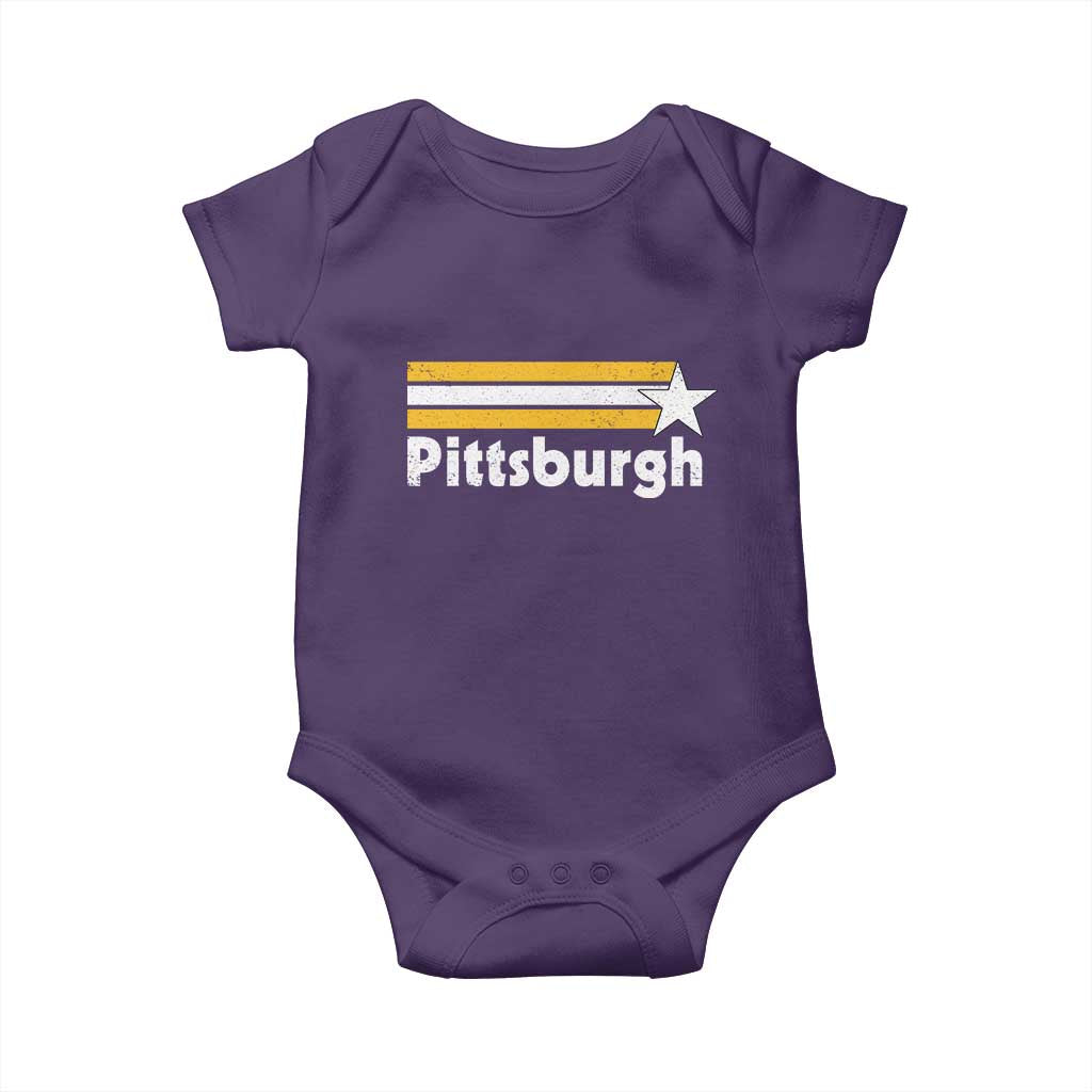 Retro Pittsburgh Baby Onesie Vintage Pennsylvania Stripes 70s 80s 90s - Wonder Print Shop