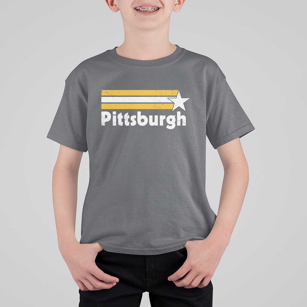 Retro Pittsburgh T Shirt For Kid Vintage Pennsylvania Stripes 70s 80s 90s - Wonder Print Shop