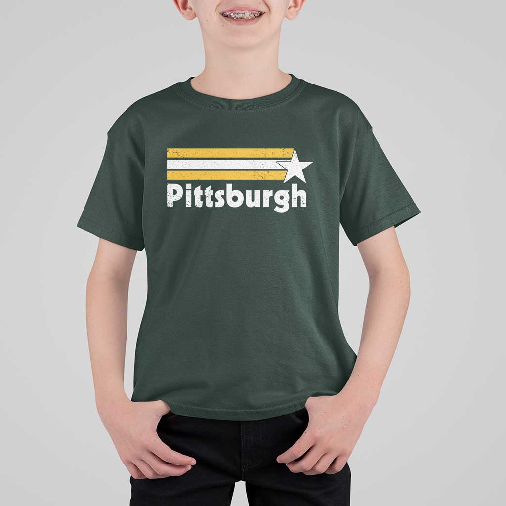 Retro Pittsburgh T Shirt For Kid Vintage Pennsylvania Stripes 70s 80s 90s - Wonder Print Shop