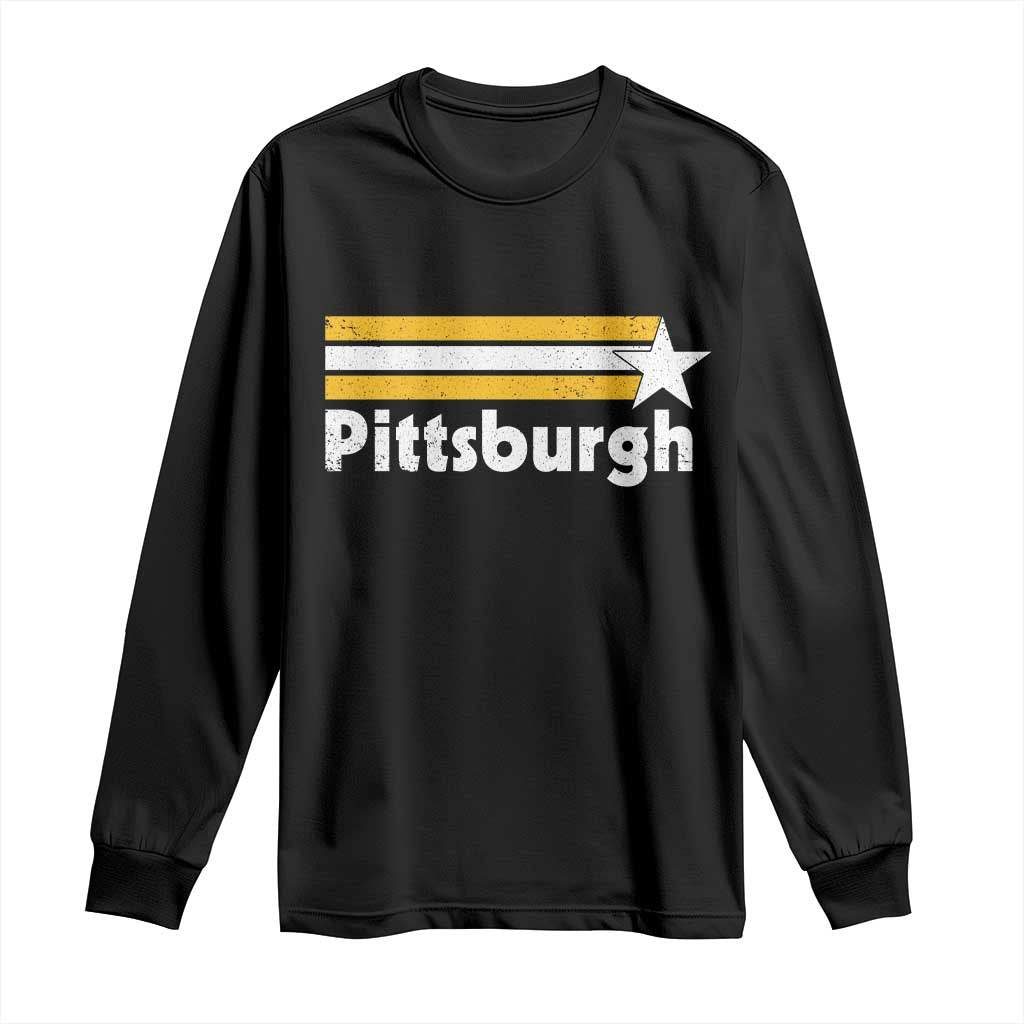 Retro Pittsburgh Long Sleeve Shirt Vintage Pennsylvania Stripes 70s 80s 90s - Wonder Print Shop