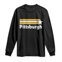 Retro Pittsburgh Long Sleeve Shirt Vintage Pennsylvania Stripes 70s 80s 90s - Wonder Print Shop