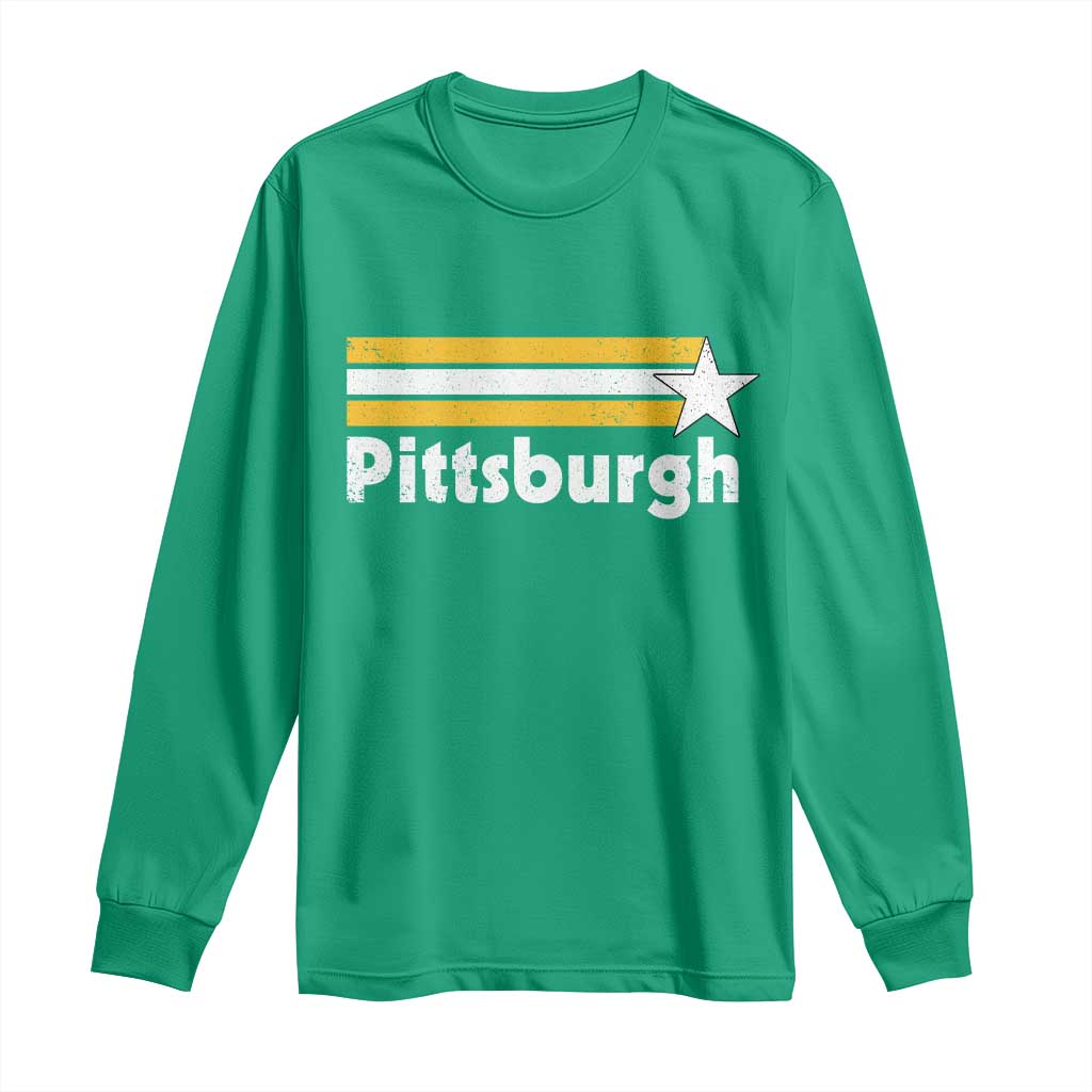 Retro Pittsburgh Long Sleeve Shirt Vintage Pennsylvania Stripes 70s 80s 90s - Wonder Print Shop