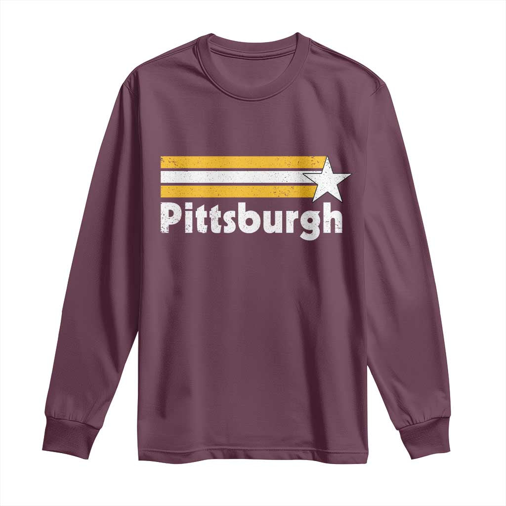 Retro Pittsburgh Long Sleeve Shirt Vintage Pennsylvania Stripes 70s 80s 90s - Wonder Print Shop