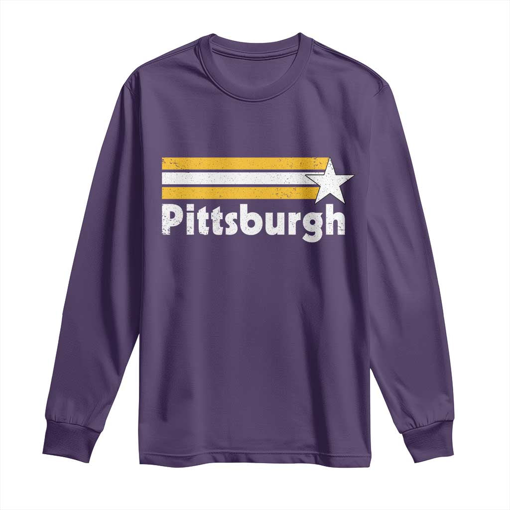 Retro Pittsburgh Long Sleeve Shirt Vintage Pennsylvania Stripes 70s 80s 90s - Wonder Print Shop
