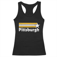Retro Pittsburgh Racerback Tank Top Vintage Pennsylvania Stripes 70s 80s 90s - Wonder Print Shop