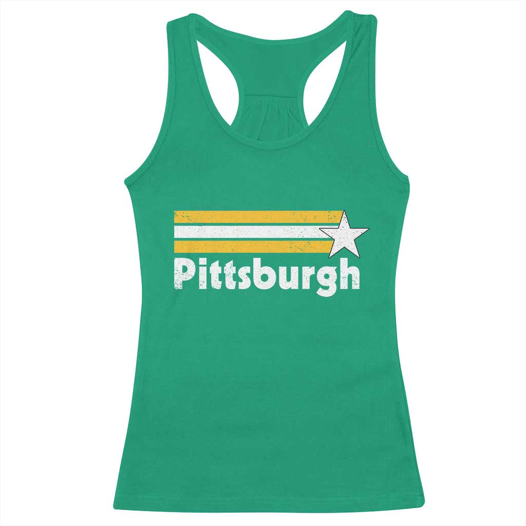 Retro Pittsburgh Racerback Tank Top Vintage Pennsylvania Stripes 70s 80s 90s - Wonder Print Shop