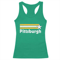 Retro Pittsburgh Racerback Tank Top Vintage Pennsylvania Stripes 70s 80s 90s - Wonder Print Shop
