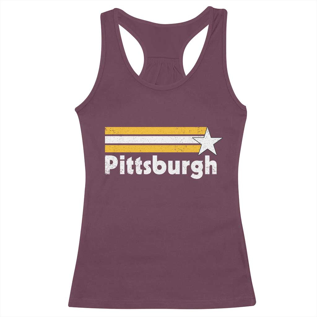 Retro Pittsburgh Racerback Tank Top Vintage Pennsylvania Stripes 70s 80s 90s - Wonder Print Shop