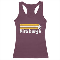 Retro Pittsburgh Racerback Tank Top Vintage Pennsylvania Stripes 70s 80s 90s - Wonder Print Shop