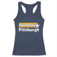 Retro Pittsburgh Racerback Tank Top Vintage Pennsylvania Stripes 70s 80s 90s - Wonder Print Shop