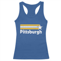 Retro Pittsburgh Racerback Tank Top Vintage Pennsylvania Stripes 70s 80s 90s - Wonder Print Shop