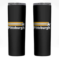 Retro Pittsburgh Skinny Tumbler Vintage Pennsylvania Stripes 70s 80s 90s - Wonder Print Shop
