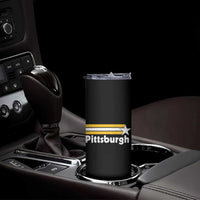 Retro Pittsburgh Skinny Tumbler Vintage Pennsylvania Stripes 70s 80s 90s - Wonder Print Shop