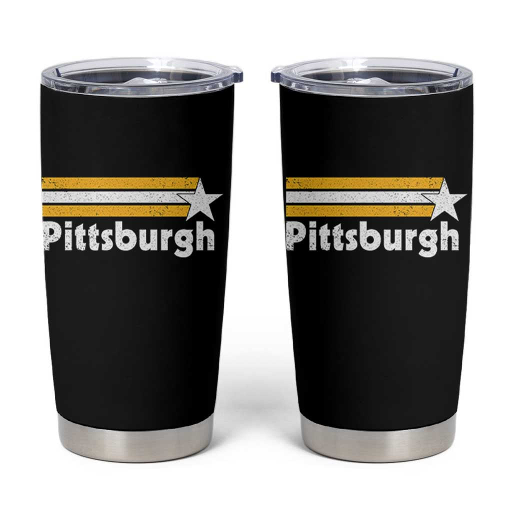 Retro Pittsburgh Tumbler Cup Vintage Pennsylvania Stripes 70s 80s 90s - Wonder Print Shop