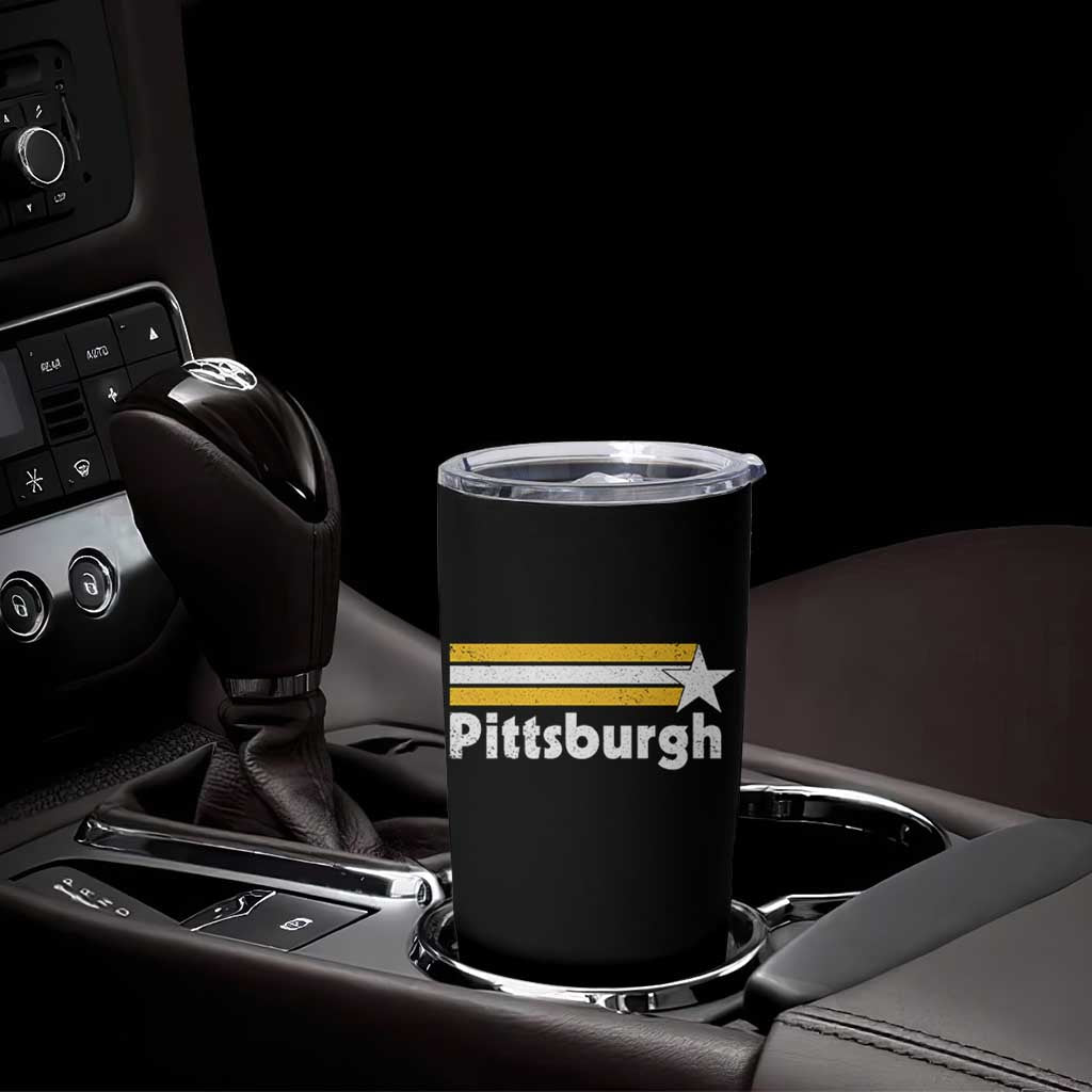 Retro Pittsburgh Tumbler Cup Vintage Pennsylvania Stripes 70s 80s 90s - Wonder Print Shop
