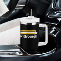 Retro Pittsburgh Tumbler With Handle Vintage Pennsylvania Stripes 70s 80s 90s - Wonder Print Shop