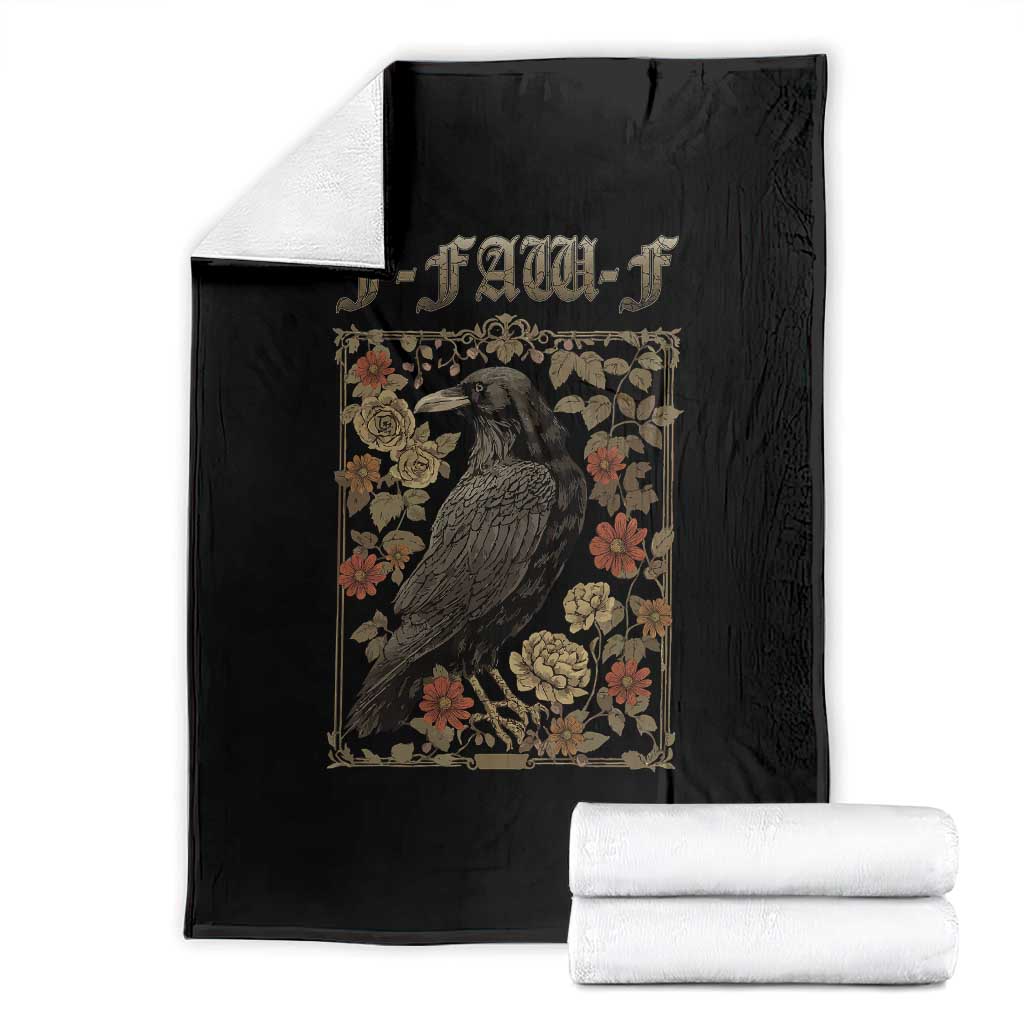 Funny F Caw F Crow Throw Blanket Vintage Bird Saying Adult Humor Gothic Tarot Card - Wonder Print Shop