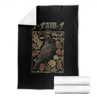 Funny F Caw F Crow Throw Blanket Vintage Bird Saying Adult Humor Gothic Tarot Card - Wonder Print Shop