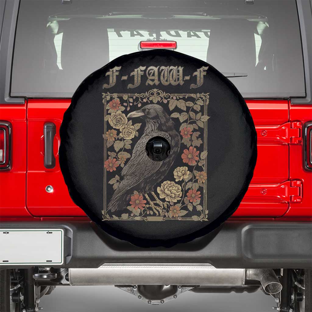 Funny F Caw F Crow Spare Tire Cover Vintage Bird Saying Adult Humor Gothic Tarot Card - Wonder Print Shop