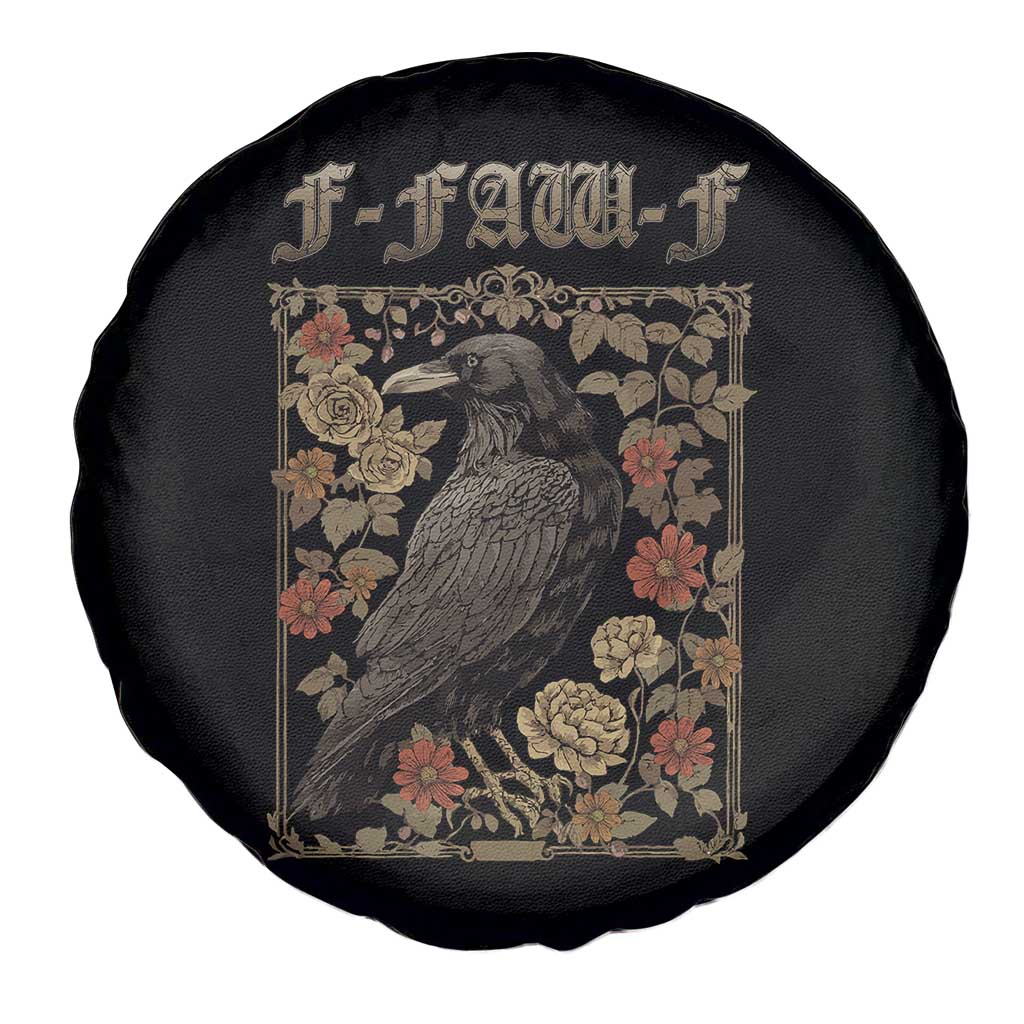 Funny F Caw F Crow Spare Tire Cover Vintage Bird Saying Adult Humor Gothic Tarot Card - Wonder Print Shop