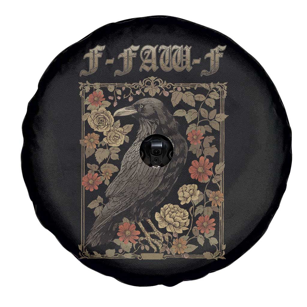 Funny F Caw F Crow Spare Tire Cover Vintage Bird Saying Adult Humor Gothic Tarot Card - Wonder Print Shop
