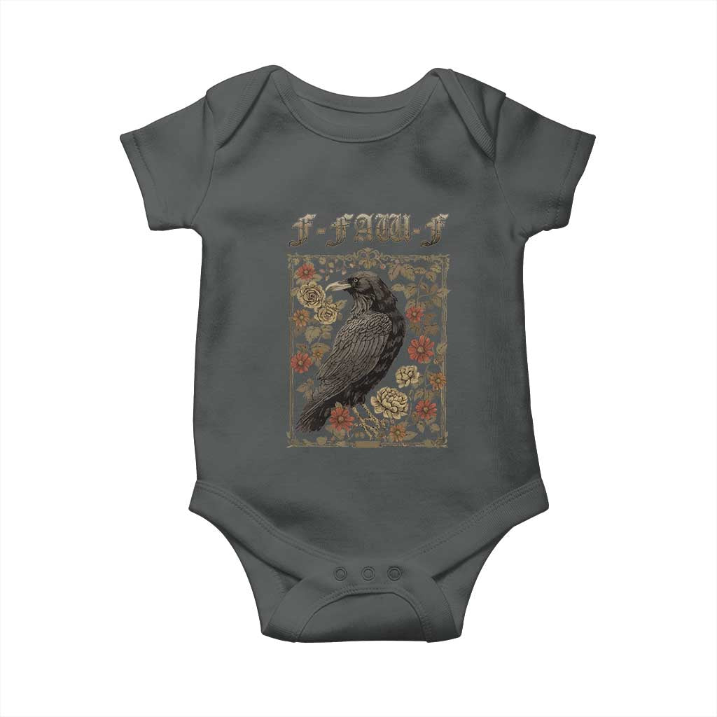 Funny F Caw F Crow Baby Onesie Vintage Bird Saying Adult Humor Gothic Tarot Card - Wonder Print Shop