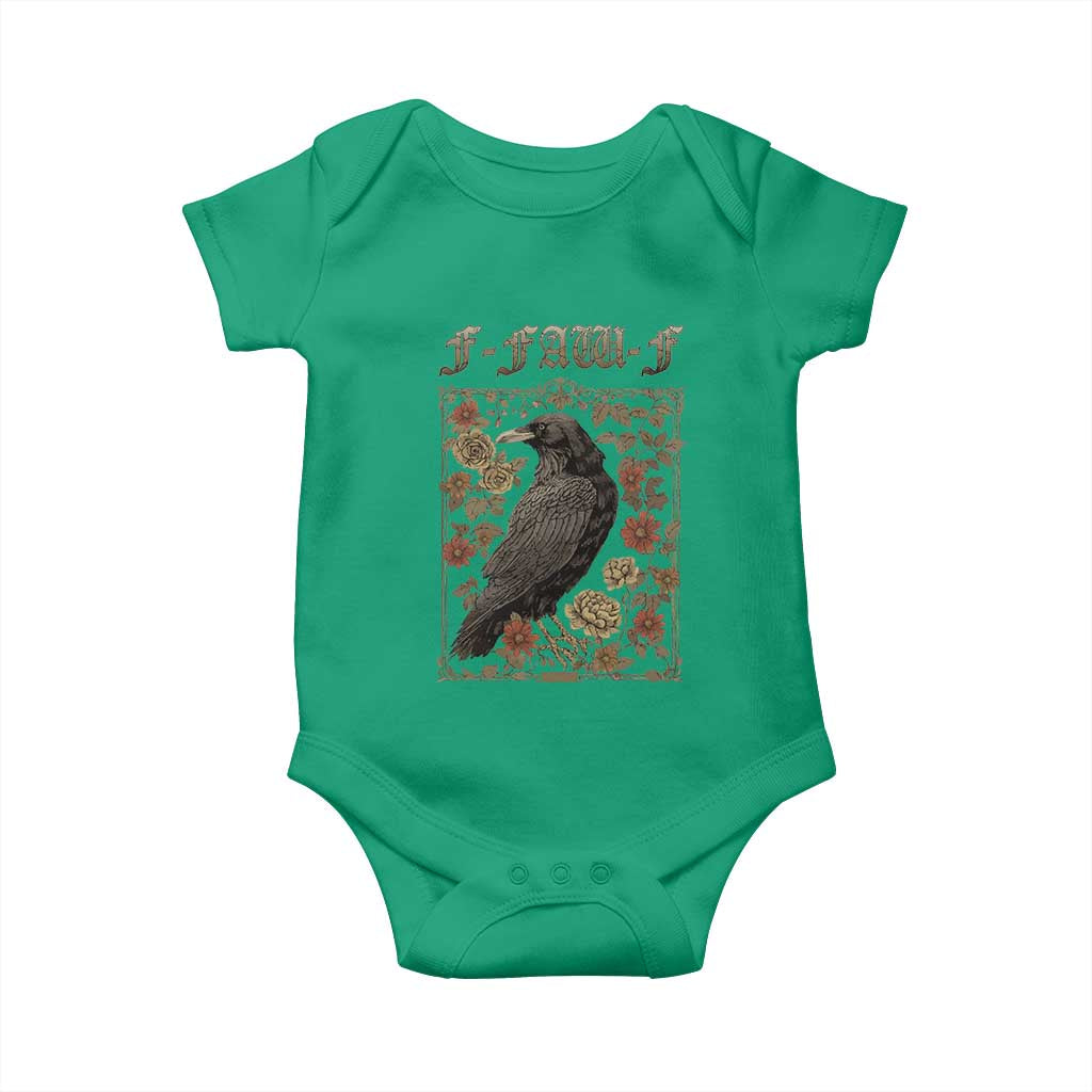 Funny F Caw F Crow Baby Onesie Vintage Bird Saying Adult Humor Gothic Tarot Card - Wonder Print Shop