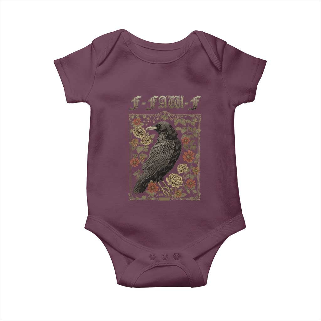 Funny F Caw F Crow Baby Onesie Vintage Bird Saying Adult Humor Gothic Tarot Card - Wonder Print Shop
