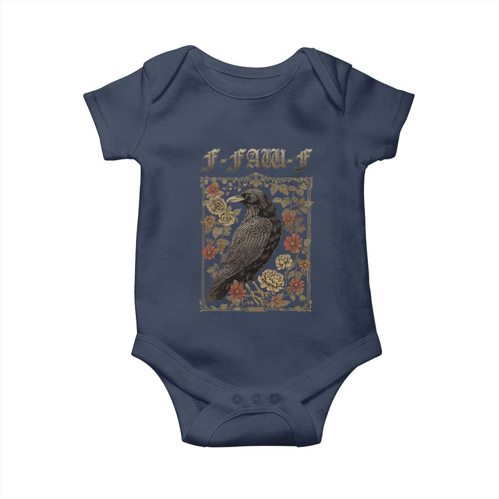 Funny F Caw F Crow Baby Onesie Vintage Bird Saying Adult Humor Gothic Tarot Card - Wonder Print Shop
