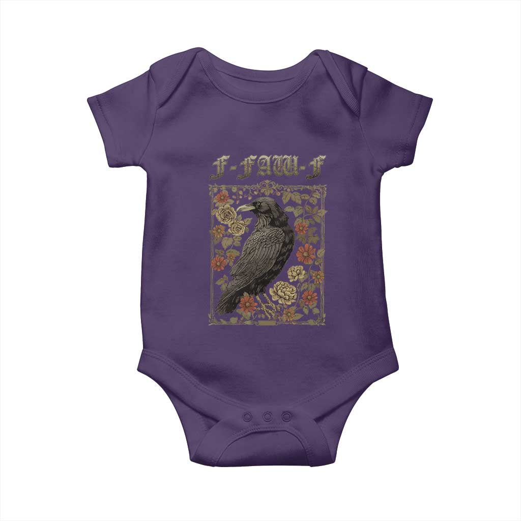 Funny F Caw F Crow Baby Onesie Vintage Bird Saying Adult Humor Gothic Tarot Card - Wonder Print Shop