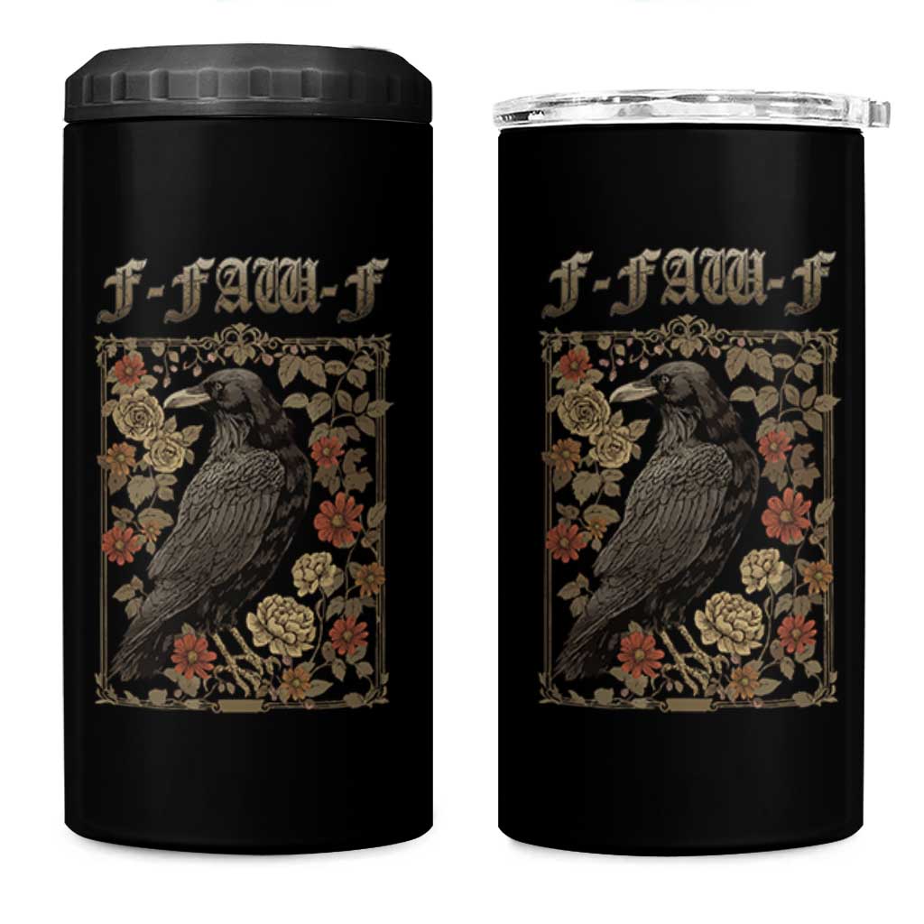 Funny F Caw F Crow 4 in 1 Can Cooler Tumbler Vintage Bird Saying Adult Humor Gothic Tarot Card - Wonder Print Shop