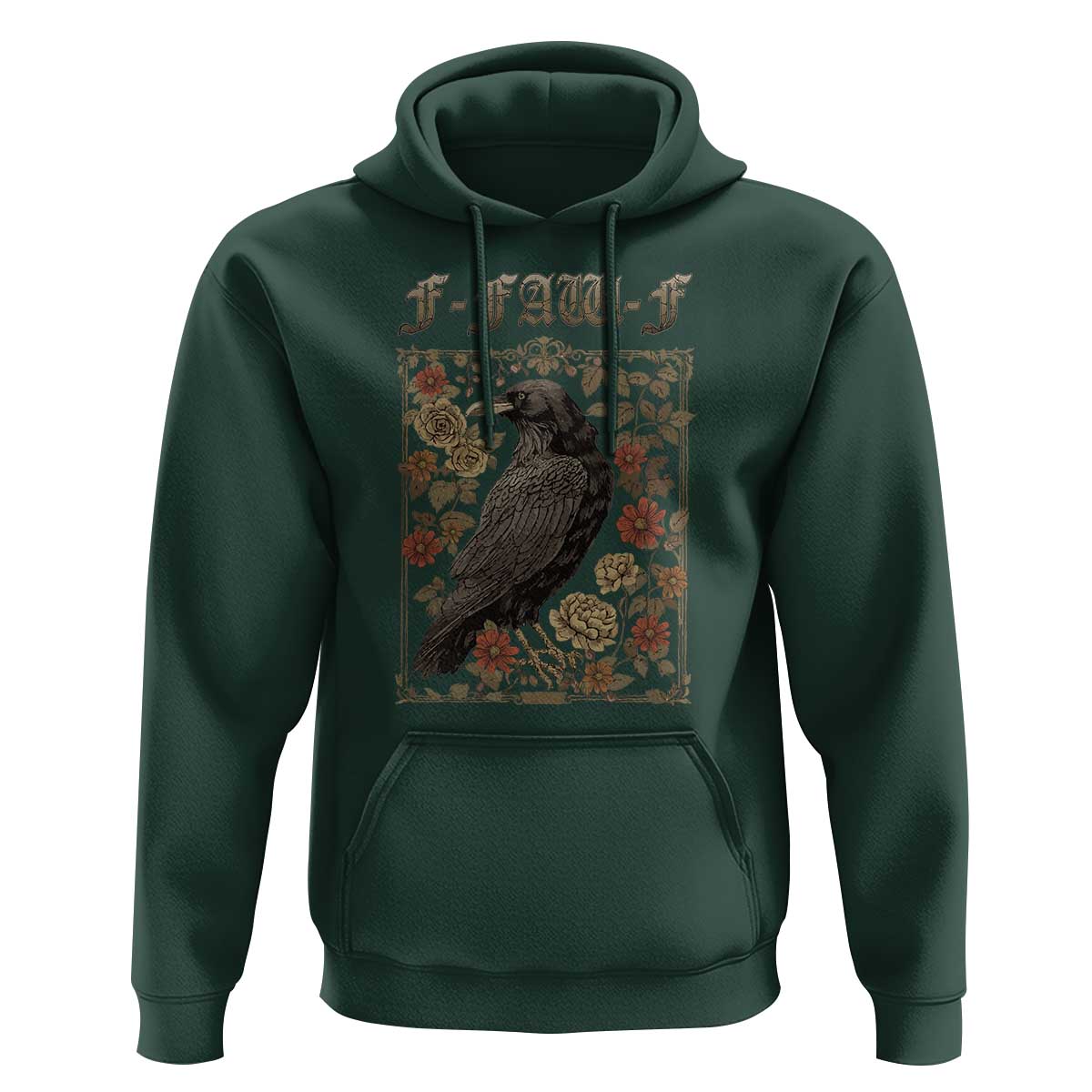 Funny F Caw F Crow Hoodie Vintage Bird Saying Adult Humor Gothic Tarot Card - Wonder Print Shop