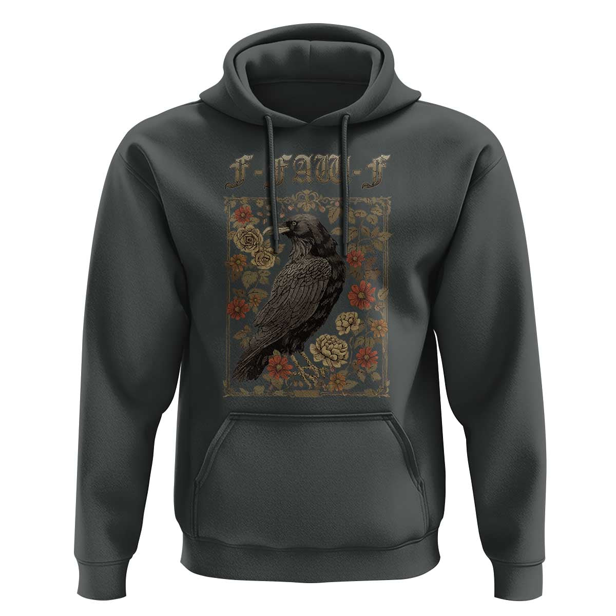 Funny F Caw F Crow Hoodie Vintage Bird Saying Adult Humor Gothic Tarot Card - Wonder Print Shop