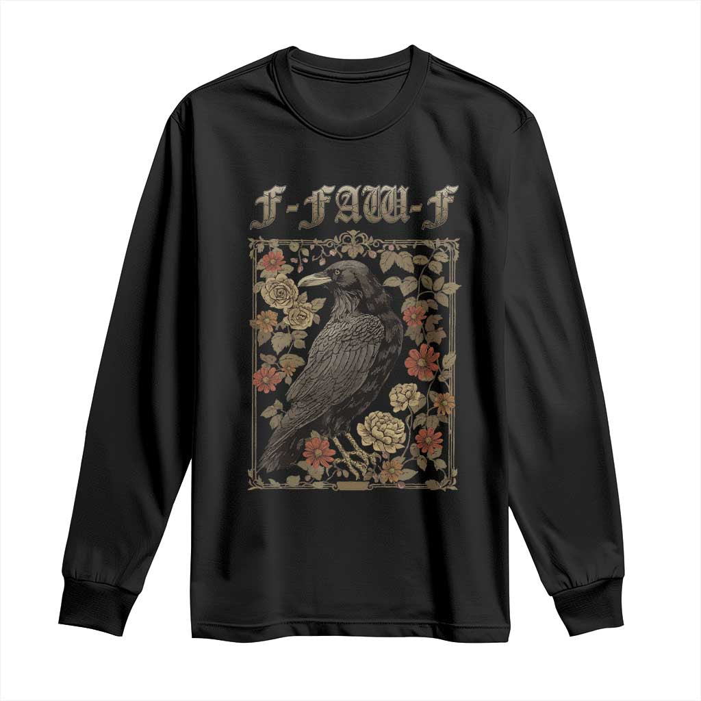 Funny F Caw F Crow Long Sleeve Shirt Vintage Bird Saying Adult Humor Gothic Tarot Card - Wonder Print Shop