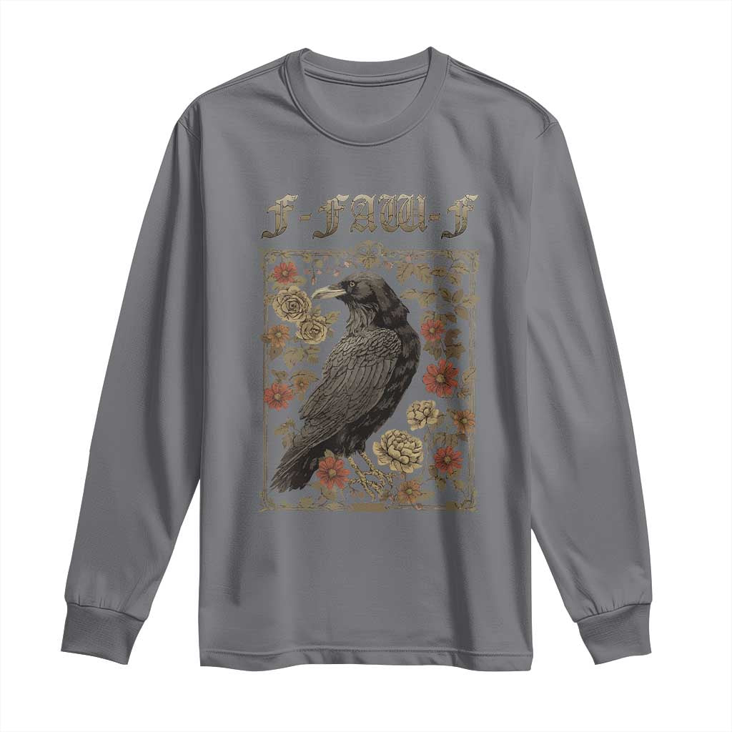 Funny F Caw F Crow Long Sleeve Shirt Vintage Bird Saying Adult Humor Gothic Tarot Card - Wonder Print Shop