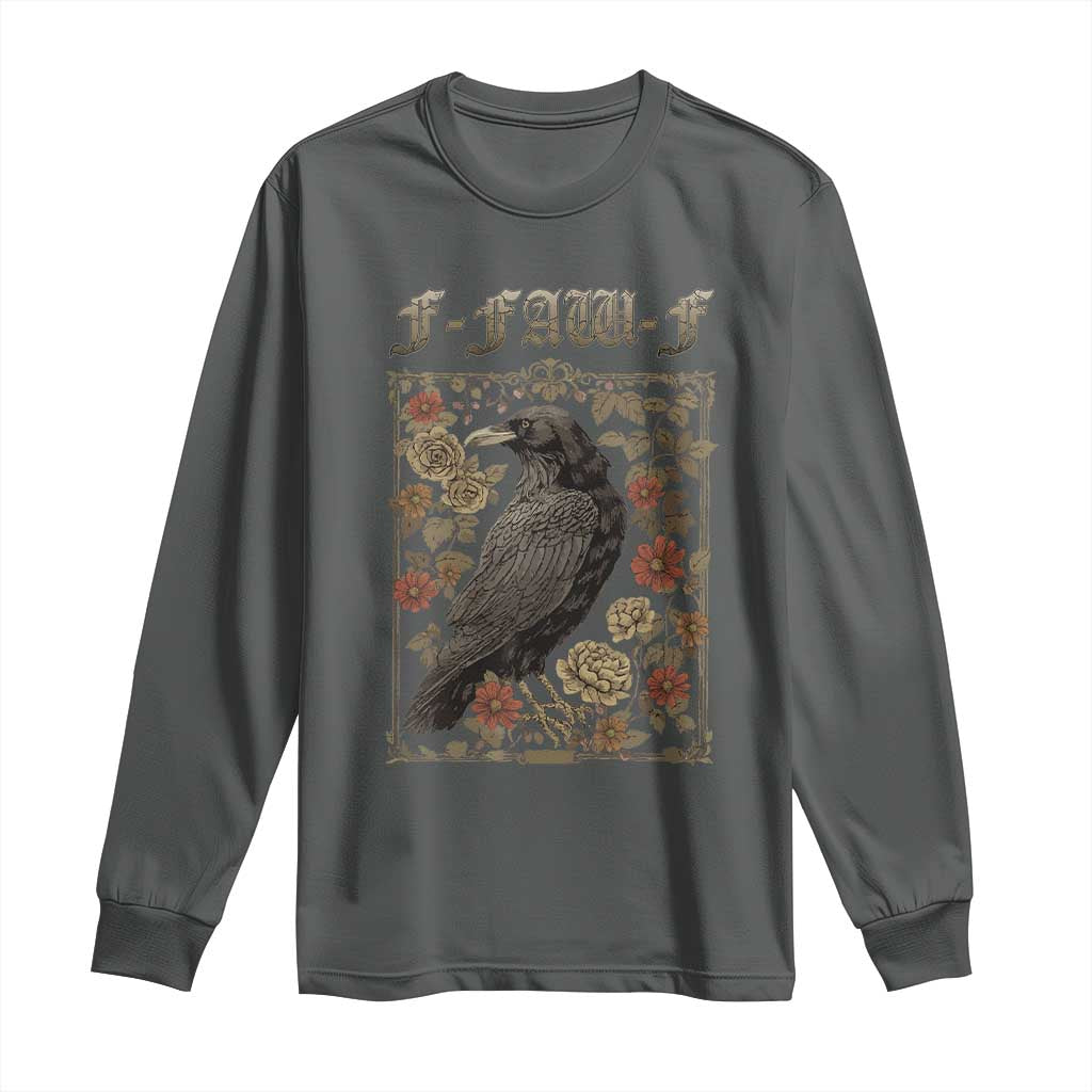 Funny F Caw F Crow Long Sleeve Shirt Vintage Bird Saying Adult Humor Gothic Tarot Card - Wonder Print Shop