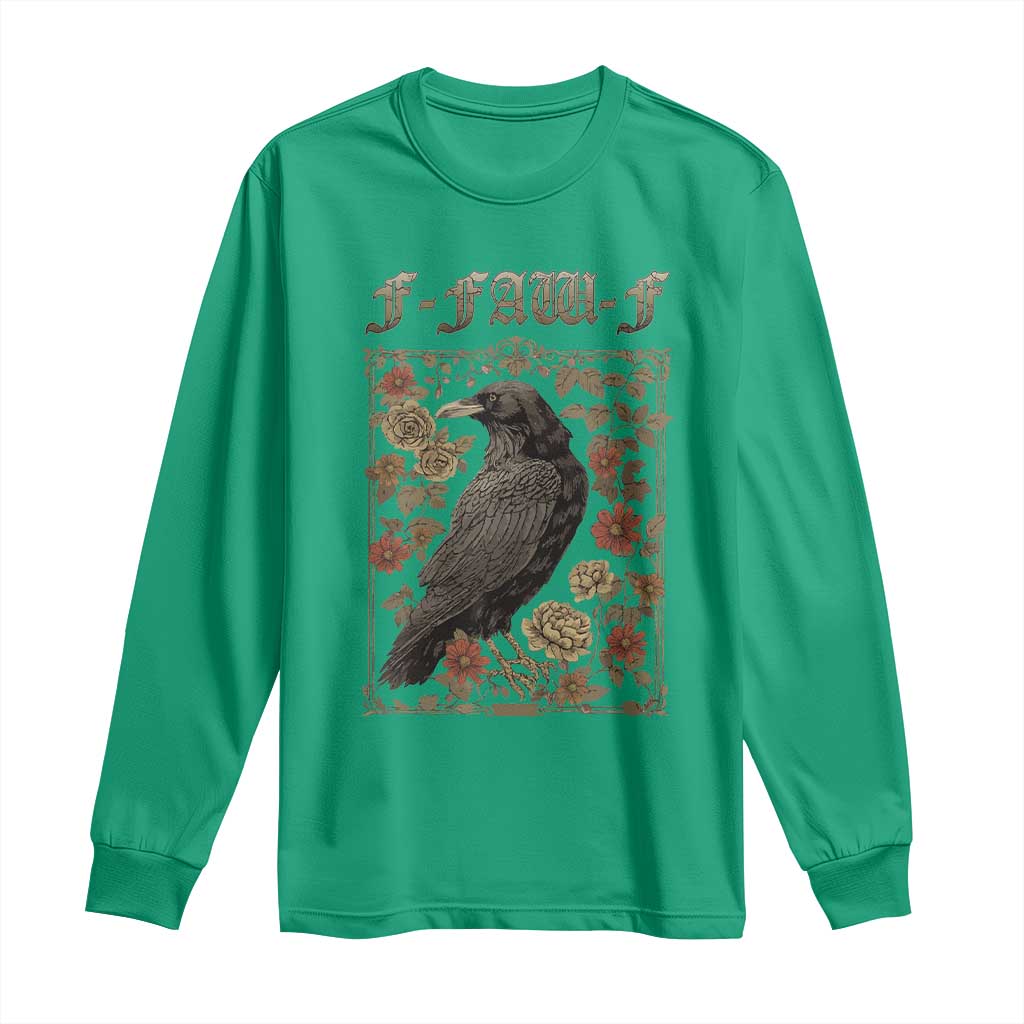 Funny F Caw F Crow Long Sleeve Shirt Vintage Bird Saying Adult Humor Gothic Tarot Card - Wonder Print Shop